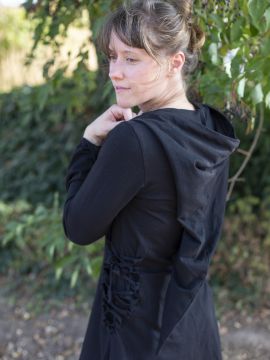 Bluse mit Zipfelkapuze schwarz