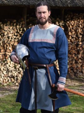 Wikingertunika mit Stickereien blau