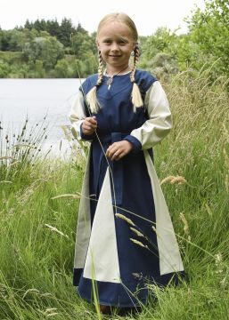 Wikingerkleid für Kinder blau/natur 164