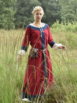 Mittelalterkleid Radegundis rot-blau