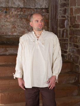 Mittelalterhemd mit geschnürten Ärmeln, natur XL