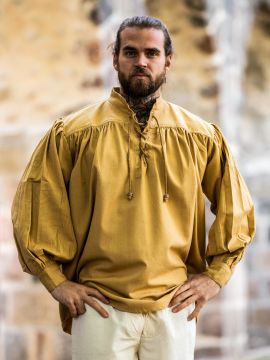 Mittelalterhemd aus dickem Stoff honigbraun