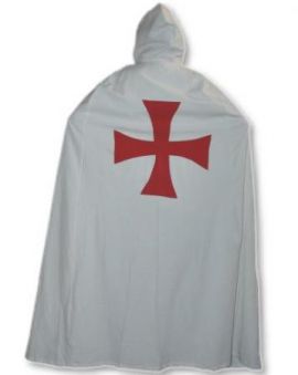 Umhang / Mantel der Ordensritter Tempelritter (weiß mit rotem Kreuz)