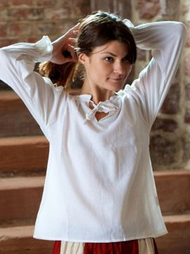 Bluse mit Schnürung M | natur