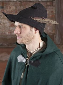 Robin Hood Hut aus Leder, schwarz