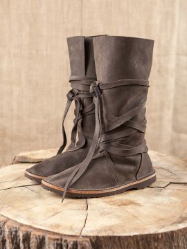 Stiefel ''Haithabu'' (Offener Schaft - Wicklung mit Lederriemen) braun