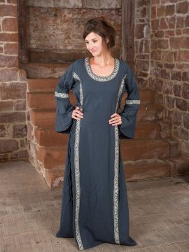 Kleid mit Borte taubenblau XL