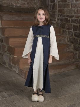 Kinderkleid "Piccolina" blau-natur 140/146