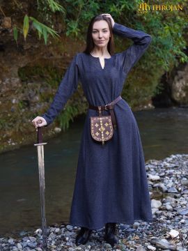 Wikinger-Wollkleid Astrid blau