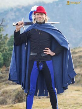 Mittelalterlicher Bockstenmann Wollumhang blau