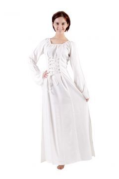 Schlichtes Mittelalterkleid aus Viskose weiß
