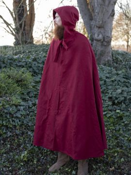 Umhang aus Wolle (mit Kapuze) rot