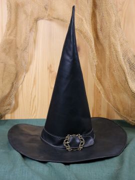 Zaubererhut aus Leder schwarz