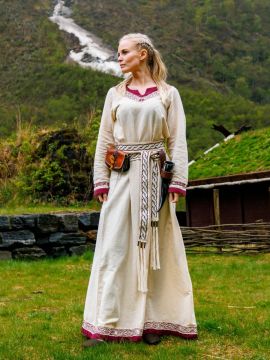 Wikingerkleid Lagertha natur-rot XL