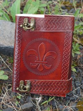 Lederbuch Fleur de Lys Echtleder mit Hakenverschluss