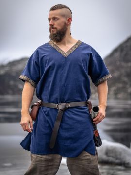 Wikingertunika kurzarm Loki Blau - 4XL