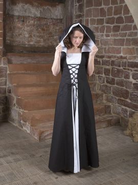 Mittelalterkleid Lucia schwarz-weiß 38