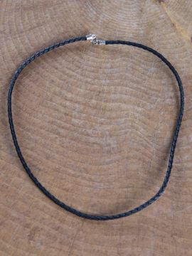 Schwarze Lederkette 50 cm