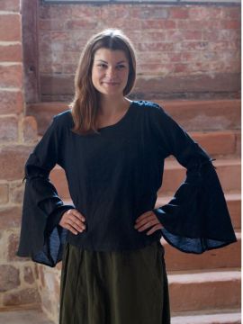 Mittelalterbluse mit weiten Ärmeln schwarz