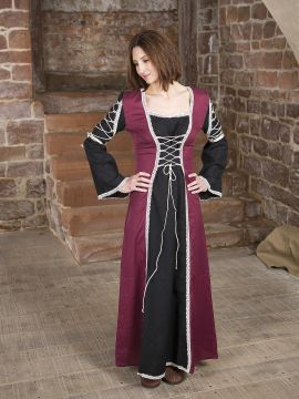 Mittelalterkleid Martha, schwarz-bordeaux