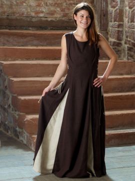 Ärmelloses Leinenkleid braun