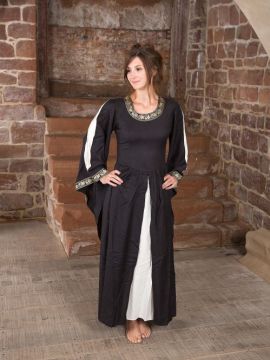 Edles Kleid mit Bordüre schwarz-natur XL
