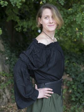 Mittelalterbluse aus Viskose schwarz