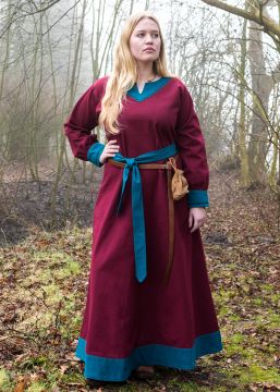 Kleid Freydis weinrot/petrol L