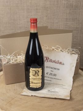 Geschenkbox mit Gewürzwein und Einkaufsgutschein