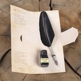 Kalligraphieset mit schwarzer Feder und Tinte