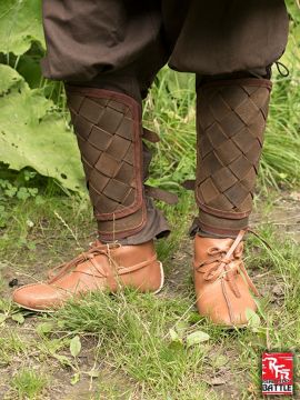Wikinger-Beinschienen aus Leder braun