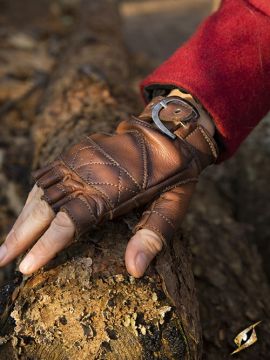 Keltische Lederhandschuhe braun M