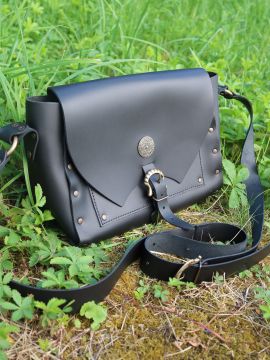 Umhängetasche aus Leder schwarz