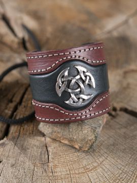 Lederarmband mit Offener Dreifalt, rot