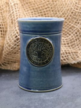 Keramikbecher mit Lebensbaum graublau