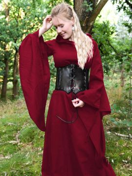 Mittelalterkleid Isra mit Kapuze rot L