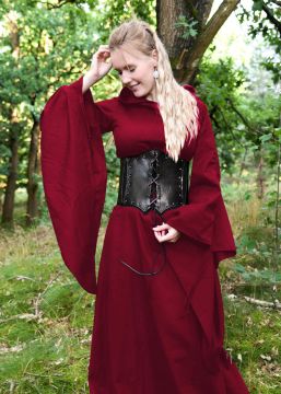 Mittelalter Kleid Isra mit Kapuze rot