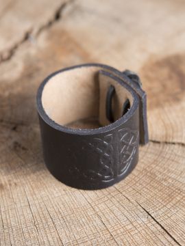 Lederarmband mit keltischer Prägung schwarz