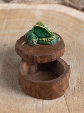 Minidose aus Holz Drache
