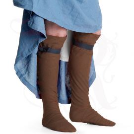Mittelalterliche Damen-Kniestrümpfe braun