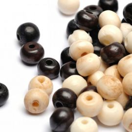 Runde Knochen-Perle 8 mm schwarz