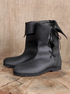 Stulpenstiefel aus Nubukleder schwarz