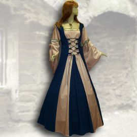 Kleid Sybille petrolblau-beige