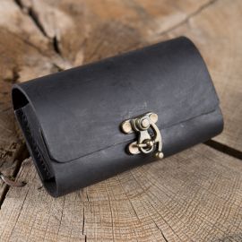 3er Tranktasche mit Riegelhaken schwarz