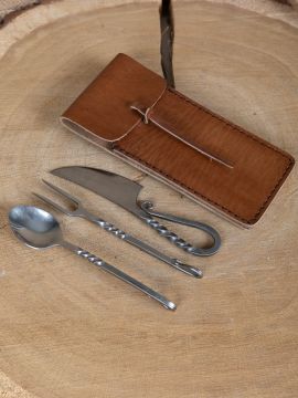 Fuhrmannsbesteck mit Ledertasche
