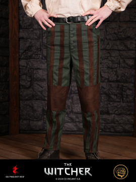 Hose Geralt mit Lederstreifen grün