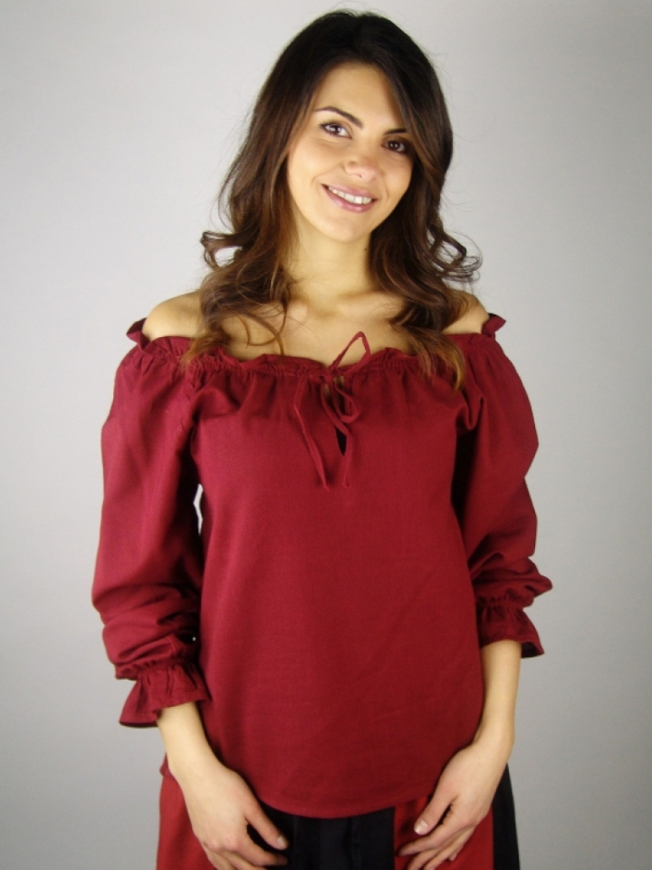 Bluse mit Schnürung rot