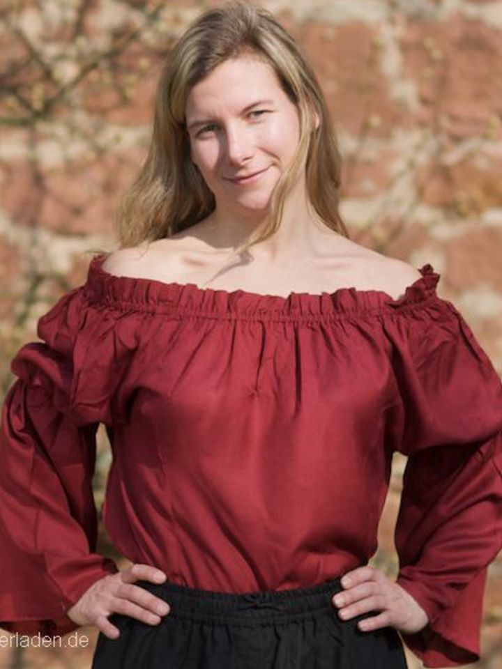 Mittelalterbluse aus Viskose rot