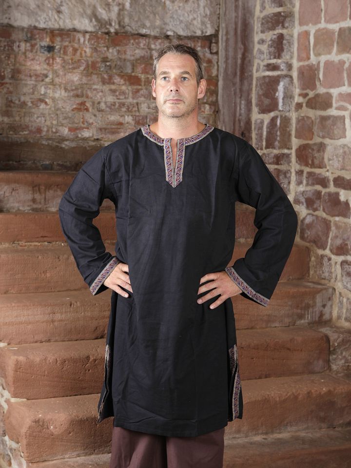 Tunika mit Bordüre, schwarz XXXL