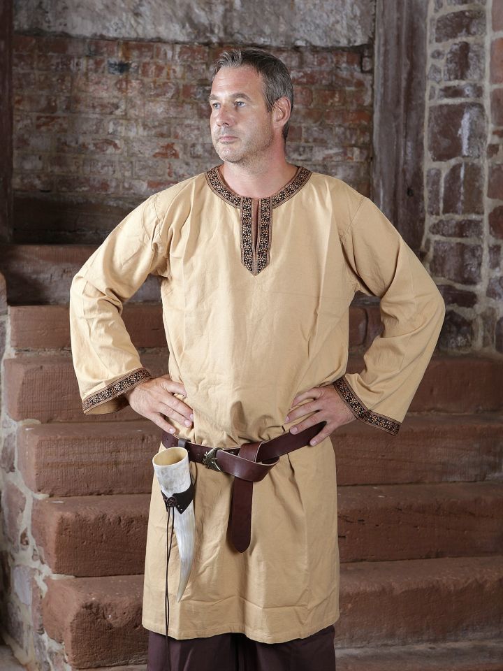 Tunika mit Bordüre honigbraun